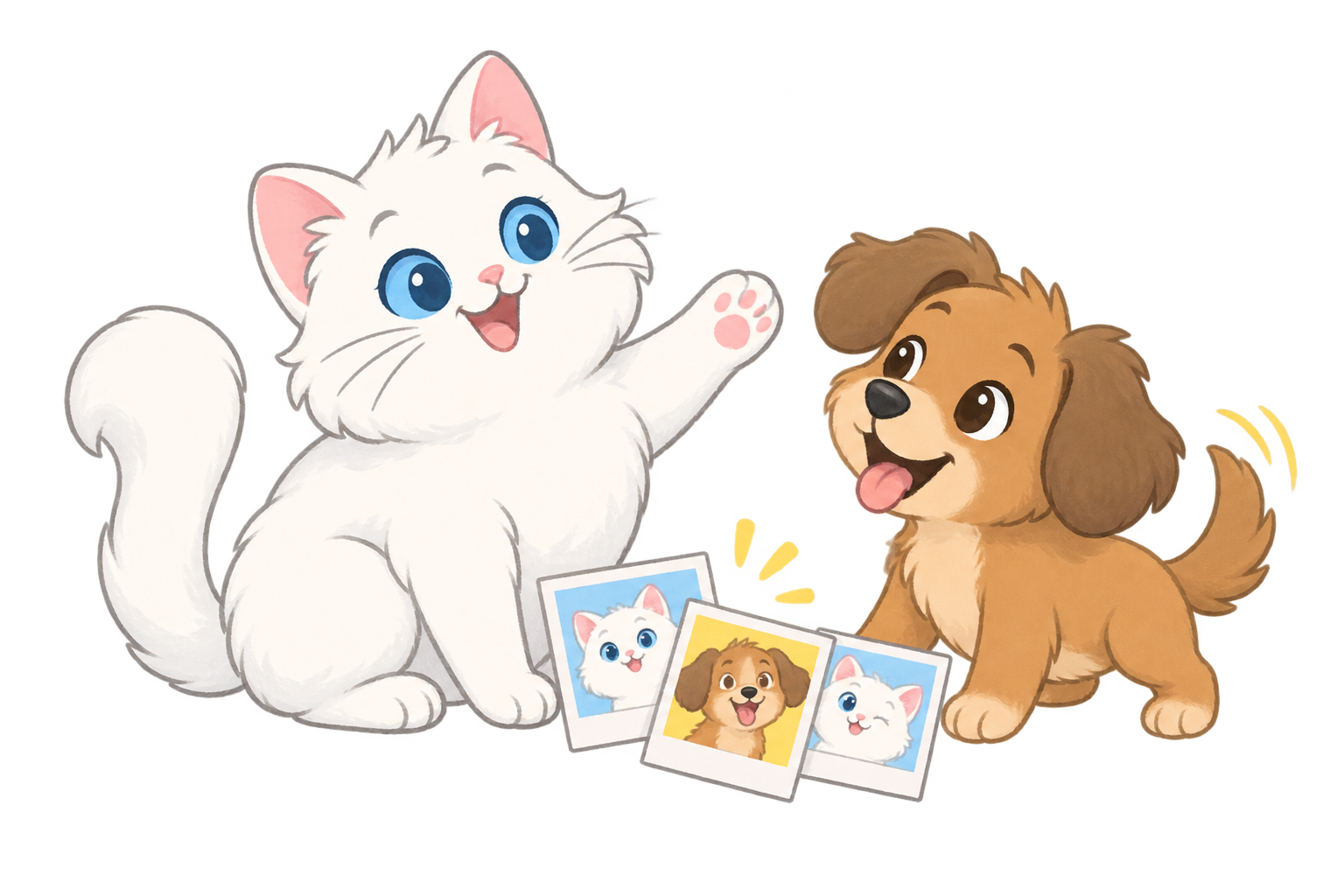 Piru welcoming a dog with little pet photo portraits.